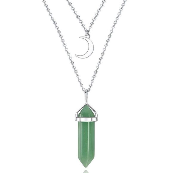 NWT TheCrystalBabes Magic Necklace (Aventurine) - The Lucky - Silver - Picture 2 of 3
